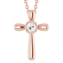 Rose Gold Round Slide Cross Natural Diamond Pendant 1 Carat Old Miner Jewelry