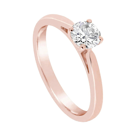 Rose Gold Solitaire 2 Carat Round Real Diamond Engagement Ring New