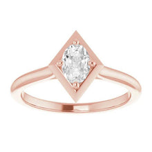 Rose Gold Solitaire Oval Old Miner Natural Diamond Ring Kite Style 2.50 Carats