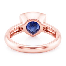 Rose Gold Solitaire Ring 2 Carats Blue Sapphire Bezel Set Trillion Cut