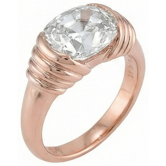 Rose Gold Solitaire Ring Cushion Old Mine Real Natural Earth Mined Diamond 2.25 Carats