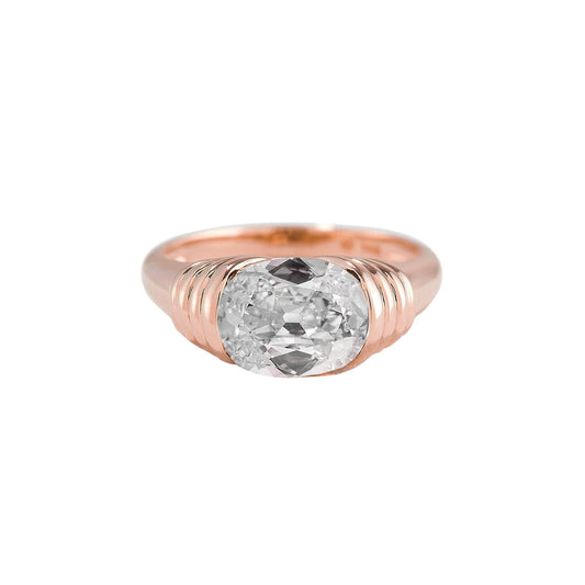 Rose Gold Solitaire Ring Natural Cushion Old Mine Cut Diamond 2.25 Carats