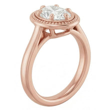 Rose Gold Solitaire Ring Oval Old Cut Real Natural Earth Mined Diamond Beaded Style 4 Carats