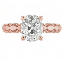 Rose Gold Solitaire Ring Oval Old Mine Cut Real Natural Earth Mined DIAMOND ( NOT LAB GROWN ) 3.25 Carats