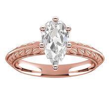 Rose Gold Solitaire Ring Pear Old Miner Natural Diamond 3.50 Carats Jewelry