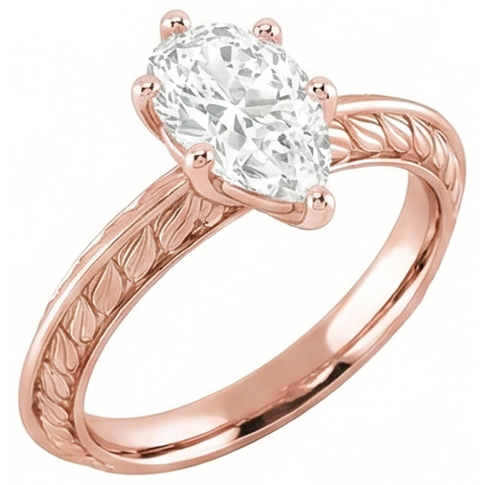 natural pear diamond 3.50ct ring side angle