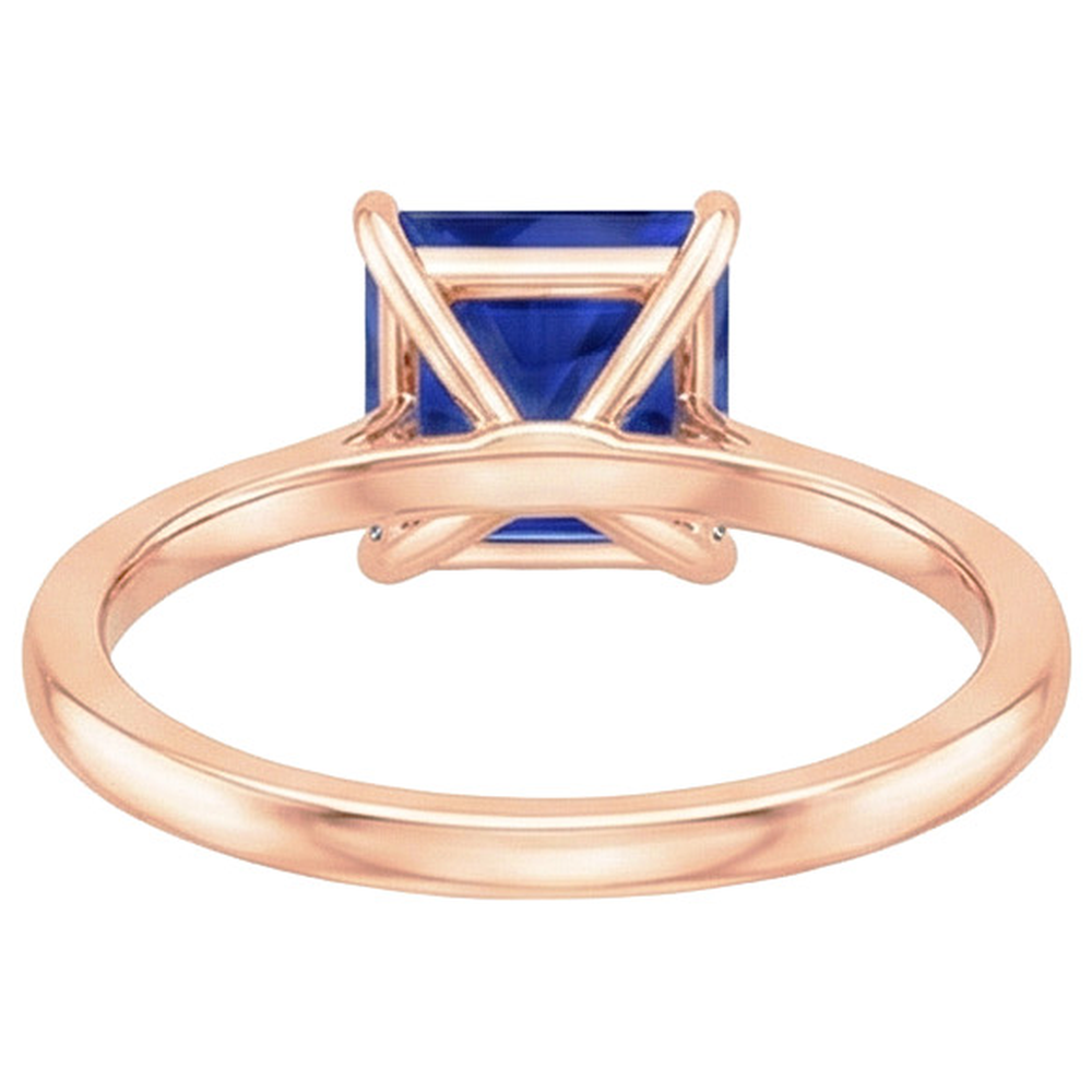 Rose Gold Solitaire Ring Princess Sri Lankan Sapphire 3.50 Carats