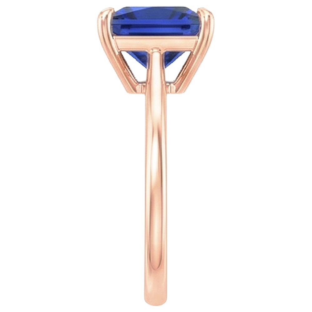 Rose Gold Solitaire Ring Princess Sri Lankan Sapphire 3.50 Carats