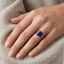 Rose Gold Solitaire Ring Princess Sri Lankan Sapphire 3.50 Carats