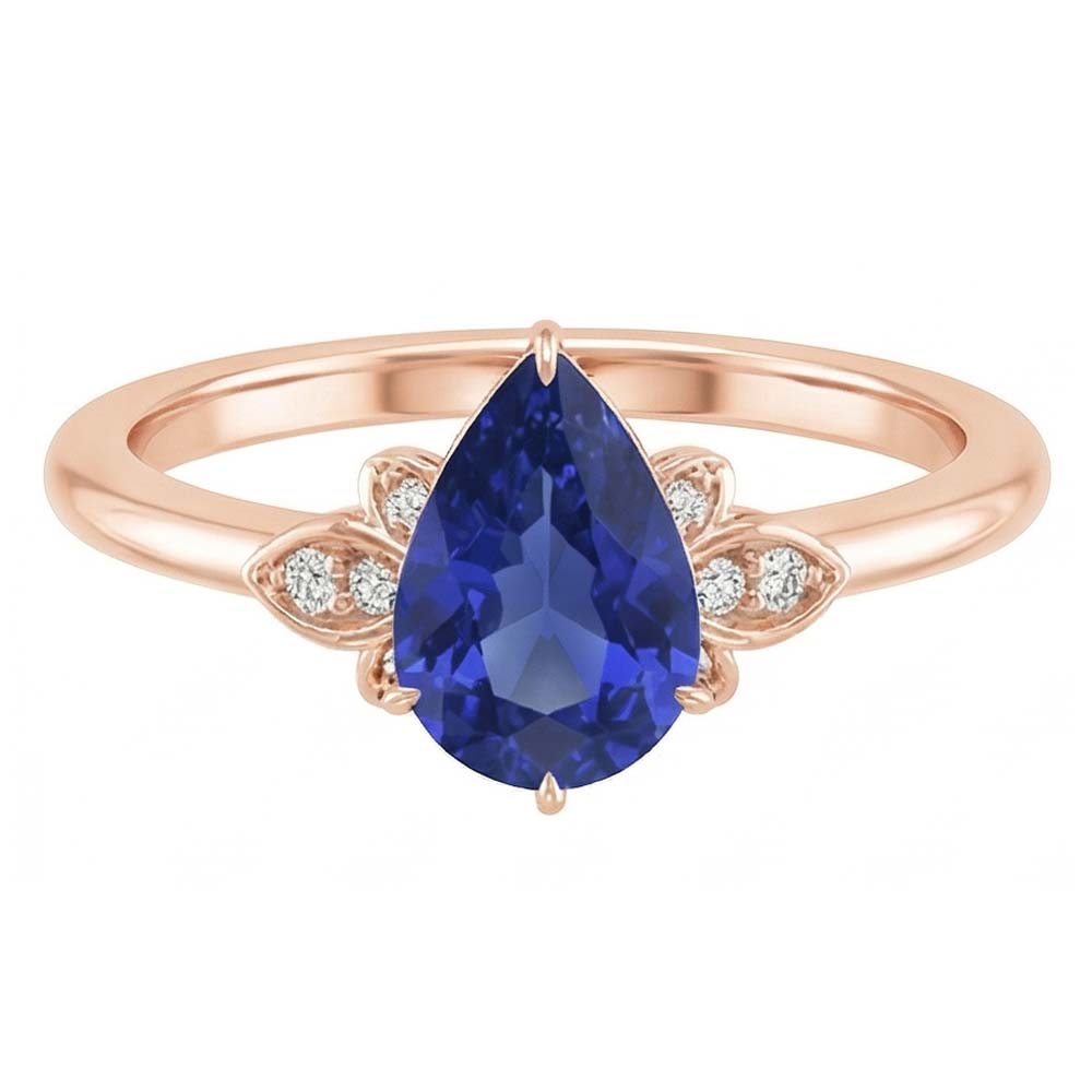 natural round sapphire 3ct ring front view