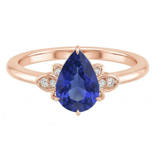 natural round sapphire 3ct ring front view