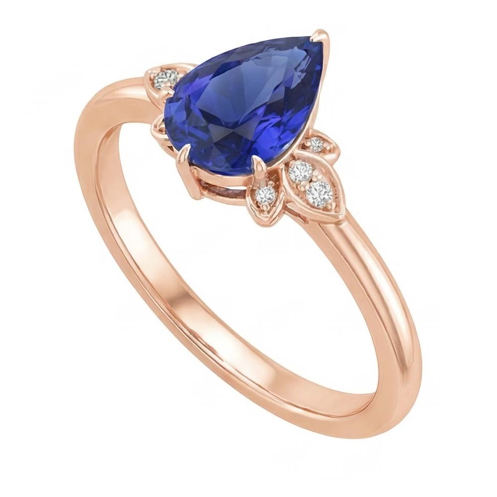 natural round sapphire 3ct ring top view