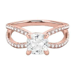 Rose Gold Wedding Ring Round & Cushion Old Miner Natural Diamonds 3.50 Carats