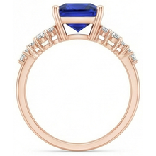 Rose Gold Women's Blue Sapphire Gemstone Ring With Accents 3.75 Carats