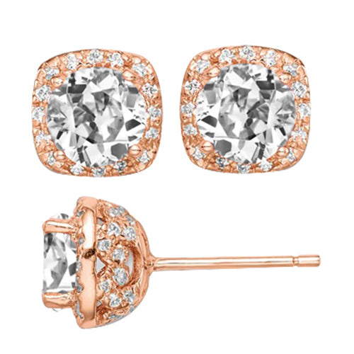 Diamond Old Mine Cut Earrings in 14K Rose Gold – main view