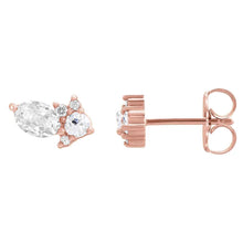 Brilliant Diamond Antique Cushion Earrings in 14 Karat Rose Gold – front view