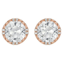 Diamond Old Mine Cut Drop Earrings in 14K Rose Gold – main view