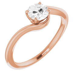 14K Rose Gold Old Mine Cut Fine Diamond Solitaire Ring 1.50 ct