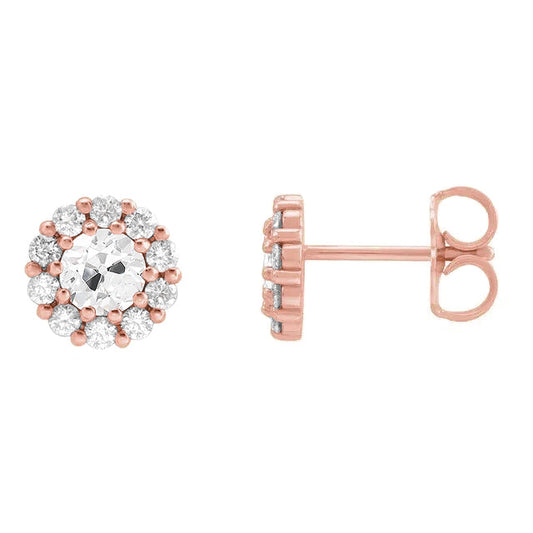 Drop Earrings 14K Rose Gold with Diamond – front view