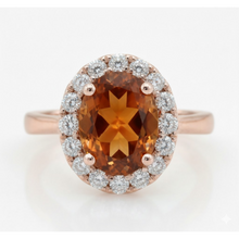 Rose Gold 14K Oval Cut Citrine And Natural Earth Mined Diamond Wedding Ring 27.50 Ct.