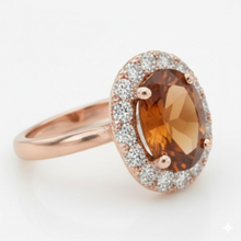 Rose Gold 14K Oval Cut Citrine And Natural Earth Mined Diamond Wedding Ring 27.50 Ct.