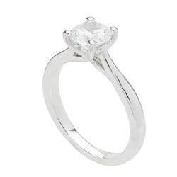 Round 1.50 Carat Real Natural Earth Mined Diamond Engagement Solitaire Ring White Gold 14K