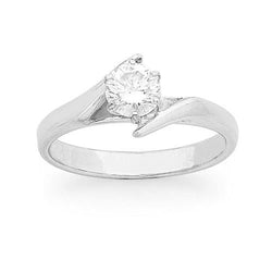 Round 1.50 Carat Solitaire Real Diamond Engagement Ring White Gold 14K
