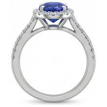 Round 2.50 Carats Blue Sapphire With Natural Earth Mined Diamond Ring White Gold 14K