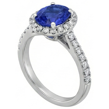 Round 2.50 Carats Blue Sapphire With Natural Earth Mined Diamond Ring White Gold 14K