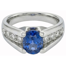 Round 2.50 Carats Sri Lanka Sapphire Natural Earth Mined Diamond Ring White Gold 14K