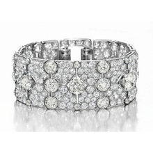 Round 20 Carats Real Diamond Carpet Bangle White Gold 14K