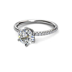 Round 2.70 Carats Real Diamond Solitaire With Accents Wedding Ring