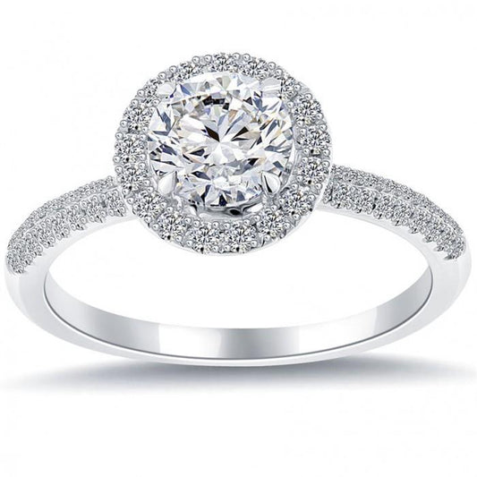 Round 2.90 Carats Genuine Diamond Engagement Halo Ring