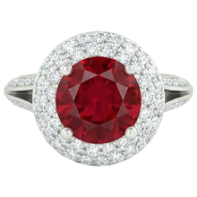 natural round ruby 3.60ct ring side angle