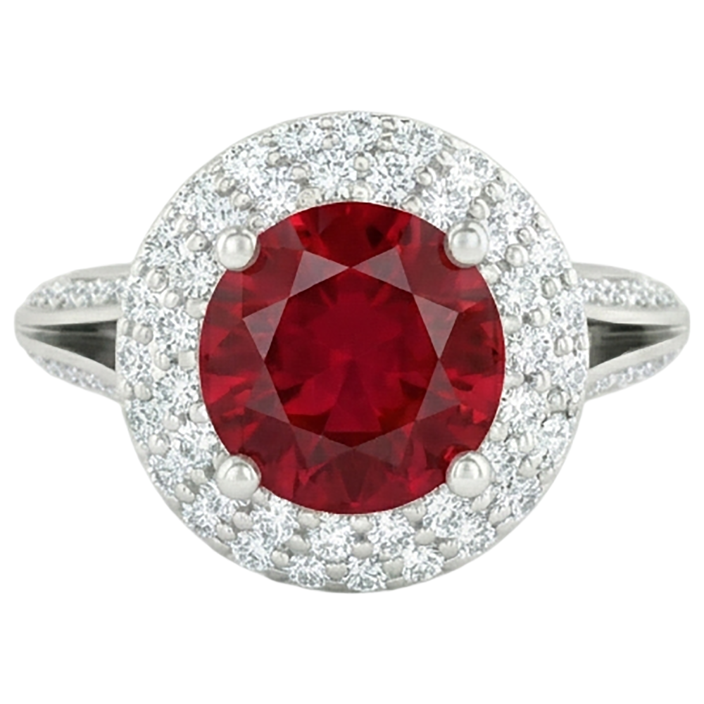natural round ruby 3.60ct ring side angle