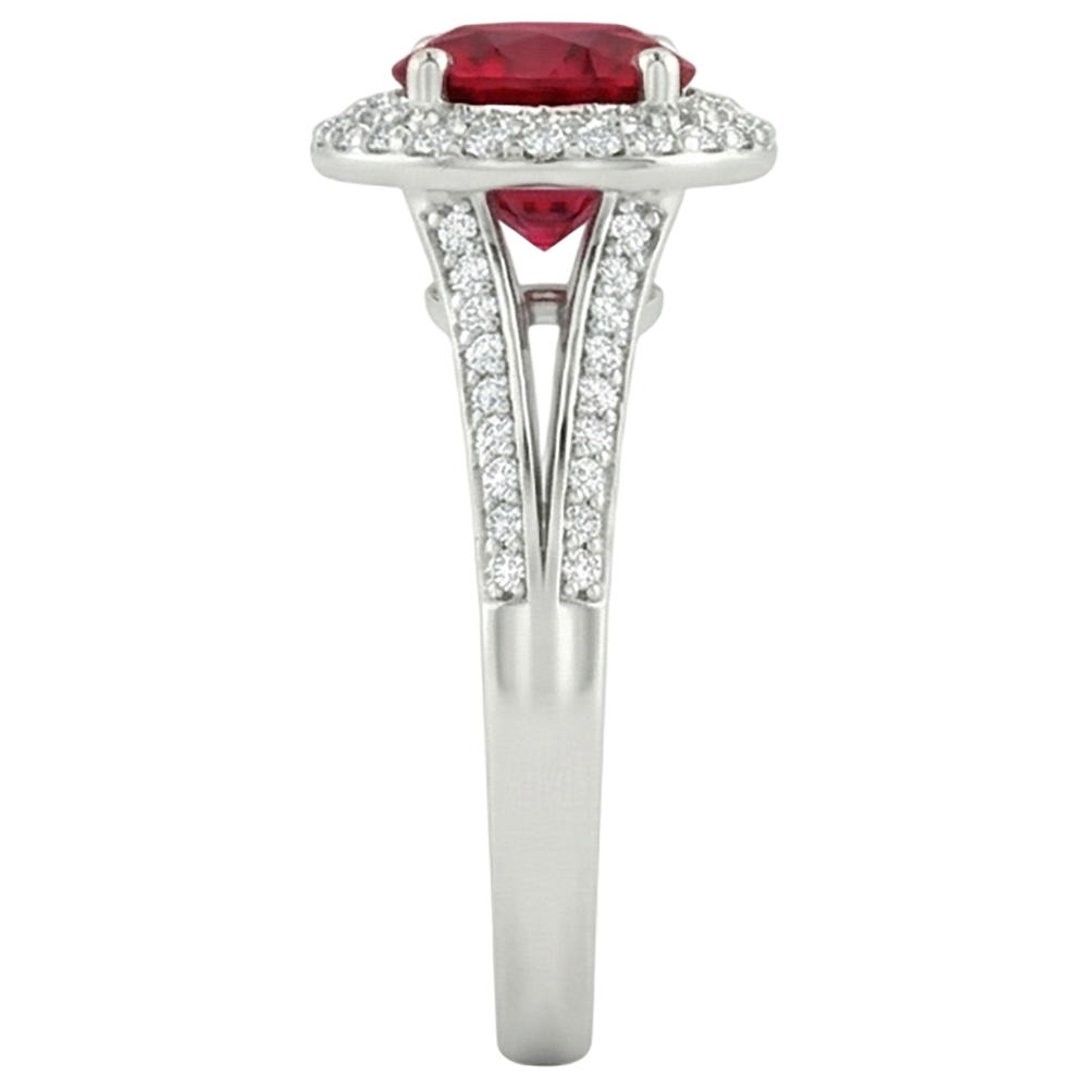 natural round ruby 3.60ct ring top view