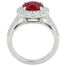 natural round ruby 3.60ct ring profile view