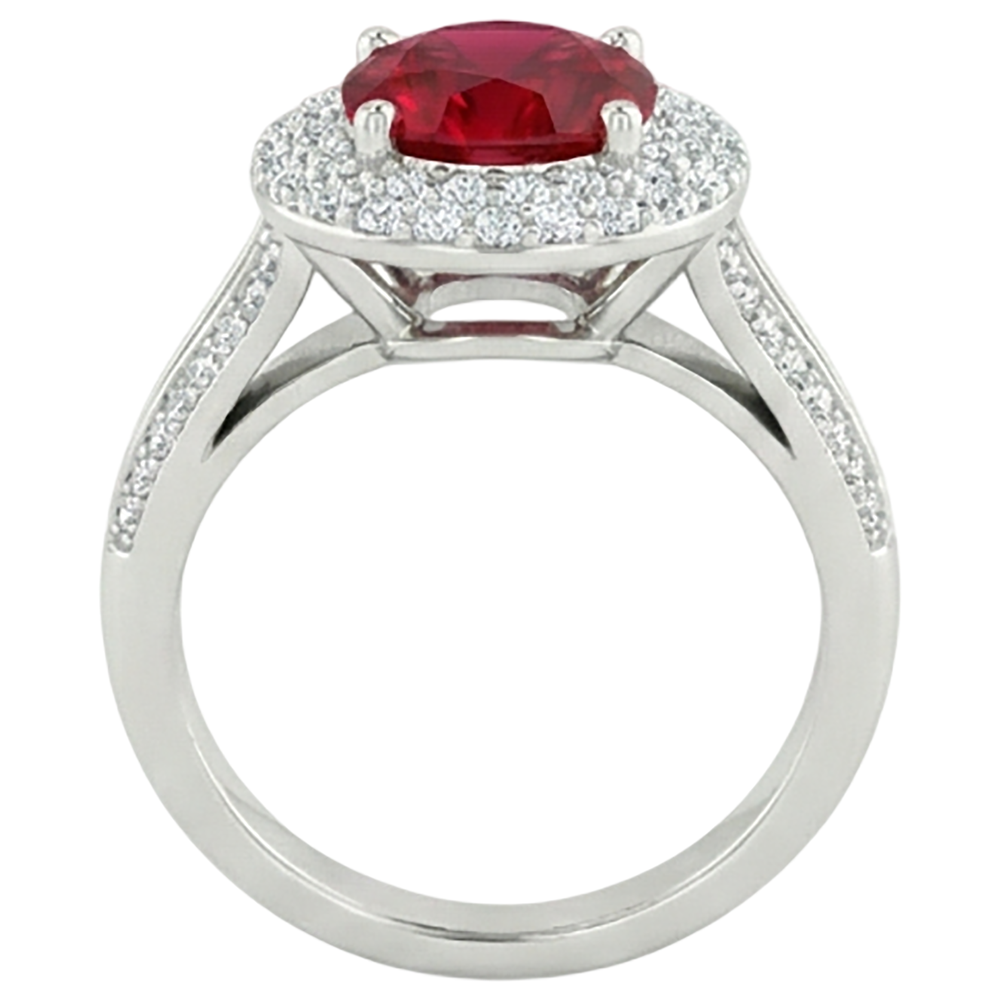 natural round ruby 3.60ct ring profile view
