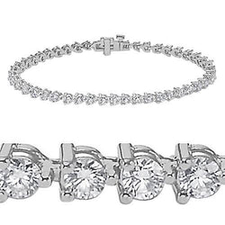 Round 5 Carats 3 Prong Set Natural Diamond Tennis Bracelet Women Jewelry