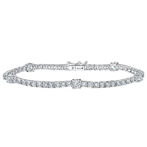 Round 6.65 Carats Genuine Prong Set Diamond Women Bracelet White Gold 14K