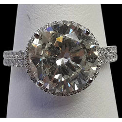 Round 7 Carat Halo Genuine Natural Earth Mined Diamond Ring