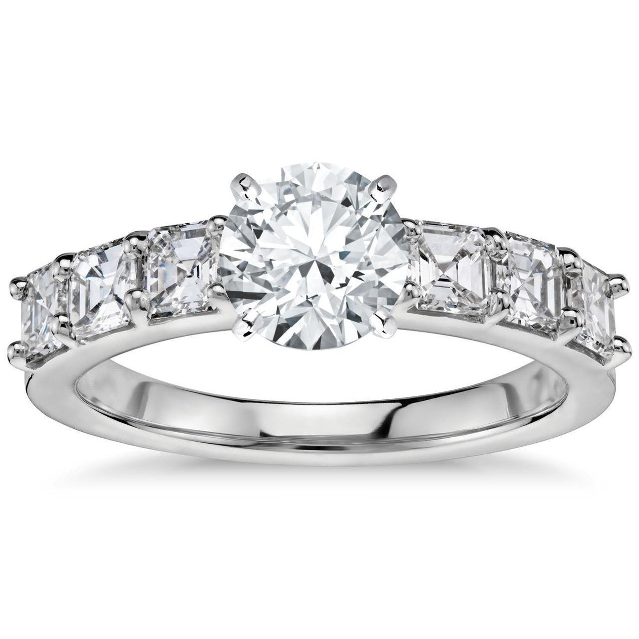 Round And Asscher Cut 4 Ct Natural Diamonds Engagement Ring