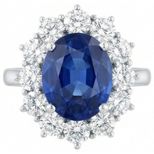 Round And Oval Ceylon Sapphire 6 Carat Natural Earth Mined DIAMOND ( NOT LAB GROWN ) Ring White Gold 14K