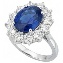 Round And Oval Ceylon Sapphire 6 Carat Natural Earth Mined DIAMOND ( NOT LAB GROWN ) Ring White Gold 14K