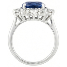 Round And Oval Ceylon Sapphire 6 Carat Natural Earth Mined DIAMOND ( NOT LAB GROWN ) Ring White Gold 14K