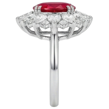 Round And Pear Cut Natural Earth Mined Diamonds With Ruby Ring 17.75 Ct White Gold 14K
