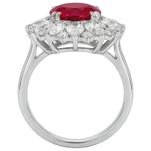 Round And Pear Cut Natural Earth Mined Diamonds With Ruby Ring 17.75 Ct White Gold 14K