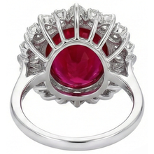Round And Pear Cut Natural Earth Mined Diamonds With Ruby Ring 17.75 Ct White Gold 14K