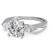 Round And Pear Real Diamond Three Stone Ring 1.30 Carats White Gold 14K