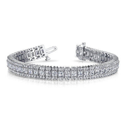 Round And Princess Cut 11.50 Ct Sparkling Real Diamonds Bracelet White Gold